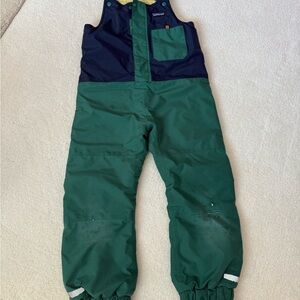 Patagonia Kids Green & Navy Snow Bib Overalls 5T